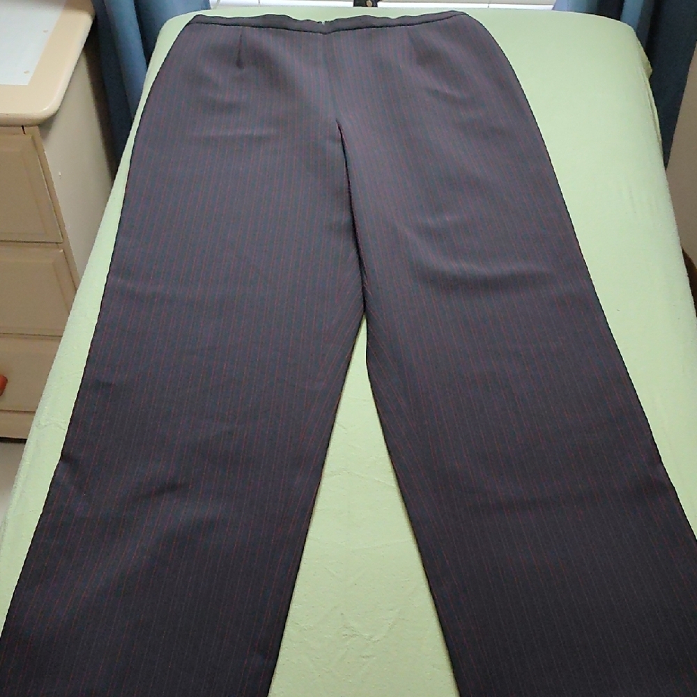 Women's Black and Red Pinstripe Pants Size 14